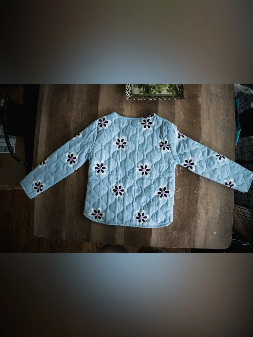 Light Blue Quilted Floral Jacket - LOVE + ELLIE